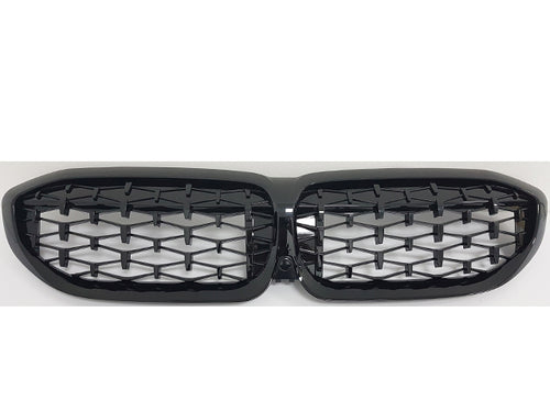 BMW 3 Series G20 G21 Kidney Grill Grilles Gloss Black Diamond Style 2019-2022